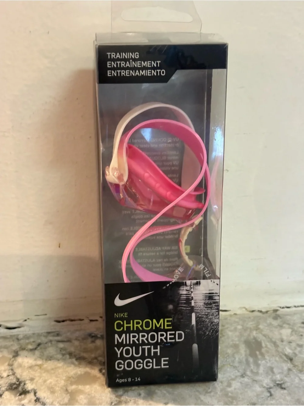 Nike Youth Swim Goggles in Pink and White